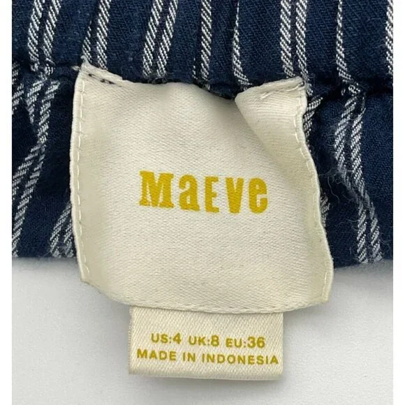 Anthropologie Maeve Clotille Navy & White Striped Off-the-Shoulder LS Top Sz 4 - Picture 7 of 10